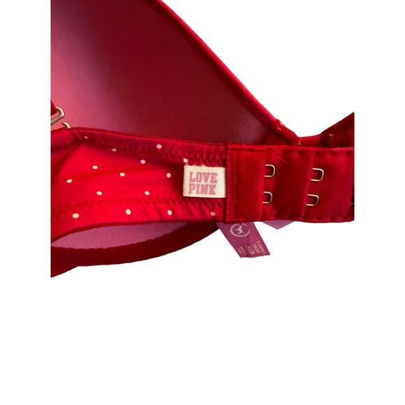 Victoria's Secret Pink T Shirt Demi Bra Size 36B Pink with White Polka Dots - Picture 5 of 8